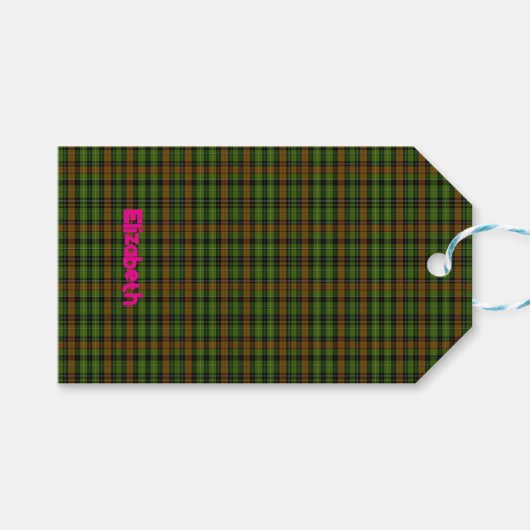 Étiquettes-cadeau Tartan écossais noir moderne carreau classique ble (Devant (Horizontal))