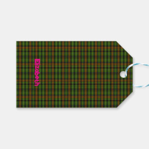 Étiquettes-cadeau Tartan écossais noir moderne carreaux classique bl