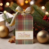 Étiquettes-cadeau Tartan Joyeux cadre Or de Noël ID1141A