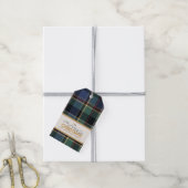 Étiquettes-cadeau Tartan Joyeux Noël Bleu Gold Frame ID1141B (Avec de la ficelle)