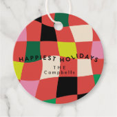 Étiquettes Cadeau Tartan moderne coloré Plaid Noël (Devant)