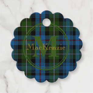 Étiquettes Cadeau Tartan Or Nom/Monogramme du Clan Écossais MacKenzi