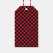 Étiquettes-cadeau Tartan Plaid Joyeux Bright Red Buffalo Noir (Dos)