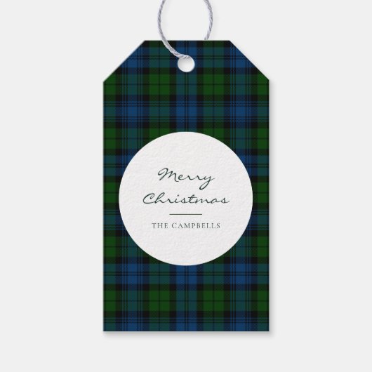 Étiquettes-cadeau Tartan Plaid Rustique Script Campbell Militaire (Devant)