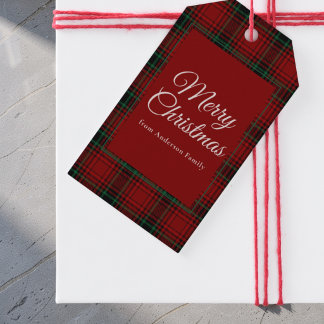 Étiquettes-cadeau Tartan Rustique Rouge à carreaux Joyeux Noël Fêtes