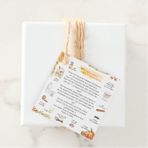 Étiquettes Cadeau Tarte Citrouille maison Tag Faveur de Thanksgivi