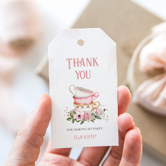 Étiquettes-cadeau Tasses de thé florales charmantes