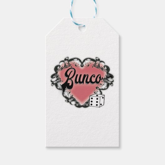 Étiquettes-cadeau tatouage de coeur de bunco (Devant)