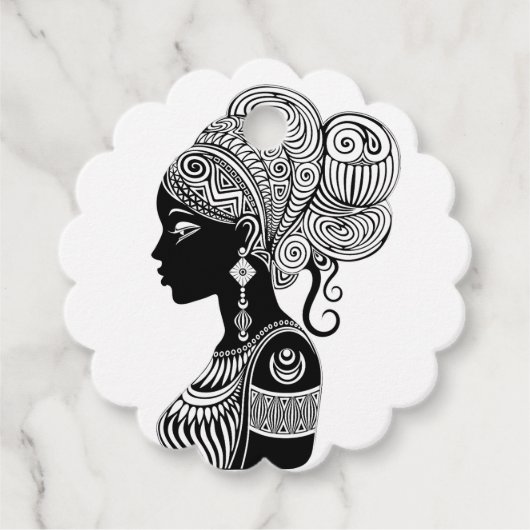 Étiquettes Cadeau Tatouage Tribal Portrait de Fille Africaine (Devant)