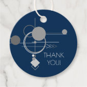 Étiquettes Cadeau Tattoos Line Art | Marine Abstraite bleu gris fonc (Devant)