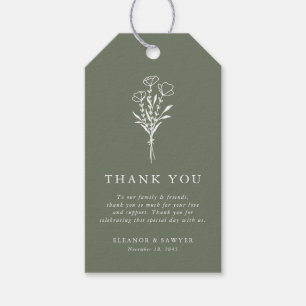 Étiquettes-cadeau Taupe vert minimaliste Mariage de bouquet floral