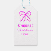 Étiquettes-cadeau Tchèque rose violet ruban douche de mariée ajouter (Dos)