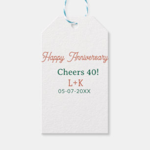 Étiquettes-cadeau Tchin 40 joyeux anniversaire orange vert nom date