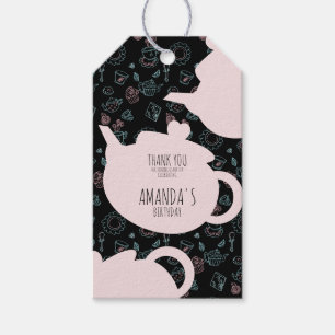 Étiquettes-cadeau Tea Party Anniversaire Doodle Arrière - plan