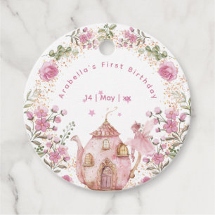 Étiquettes Cadeau Tea Party Fairy Girl Blush Rose Flowers Anniversai