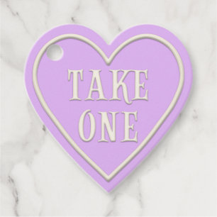Étiquettes Cadeau Tea Party "Take One" Pastel Purple Heart