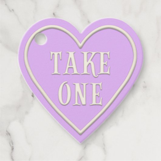 Étiquettes Cadeau Tea Party "Take One" Pastel Purple Heart (Devant)