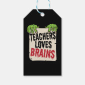 Étiquettes-cadeau Teacher Loves Brains Funny Halloween Teacher Shir (Devant)