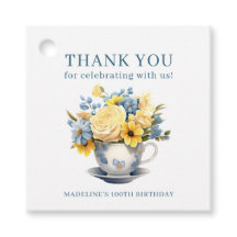 Teacup Fleurs Bleues Jaunes 100e anniversaire