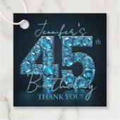 Étiquettes Cadeau Teal Blue Diamonds Glam 45th Birthday Party (Devant)