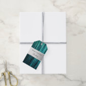 Étiquettes-cadeau Teal Green Glam Glitzy Tinsel Stripes (Avec de la ficelle)