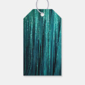 Étiquettes-cadeau Teal Green Glam Glitzy Tinsel Stripes (Dos)