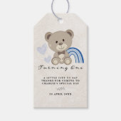 Étiquettes-cadeau Teddy Bear 1er Anniversaire bleu (Devant)