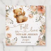 Étiquettes Cadeau Teddy Bear Baby shower d'automne chute en amour (Devant)