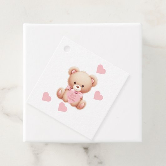 Étiquettes Cadeau Teddy Bear Coeurs roses (En situation)