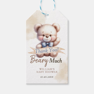 Étiquettes-cadeau Teddy Bear Douche Merci d'aquarelle