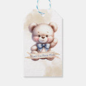 Étiquettes-cadeau Teddy Bear Douche Merci d'aquarelle (Dos)