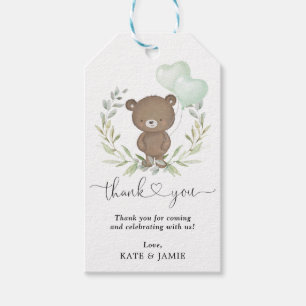 Étiquettes-cadeau Teddy Bear Greenery Wreath Baby shower Faveurs