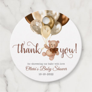 Étiquettes Cadeau Teddy Bear Merci Baby shower Faveurs Balises cadea