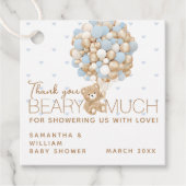 Étiquettes Cadeau Teddy Ours Rose Coeur & Balloon Baby Girl Douche (Devant)