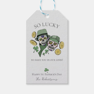Étiquettes-cadeau Tellement chanceux St Patrick's Day Sugar Skulls