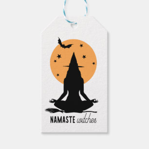 Étiquettes-cadeau Témoins de yoga d'Halloween contemporain