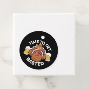 Étiquettes Cadeau Temps To Get Basted Funny Beer Thanksgiving Turkey