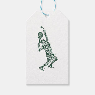 Étiquettes-cadeau Tennis T Shirt - Joueur Positionne des boules Rack