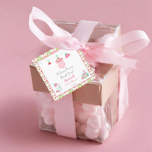 Étiquettes Cadeau Tenue de bébé fraise avec patron Merci bébé