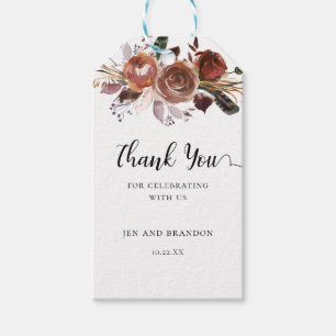 Étiquettes-cadeau Terra Cotta Merci Floral Favoriser Mariage