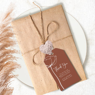 Étiquettes-cadeau Terracotta Automne Simple Mariage Floral Merci
