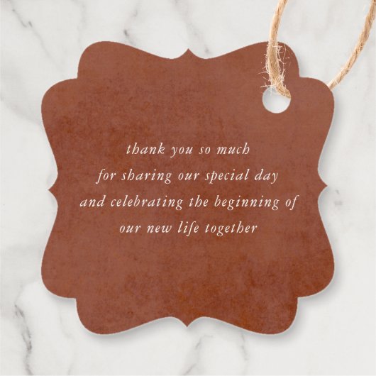 Étiquettes Cadeau Terracotta et fleurs blanches Boho Merci (Dos)