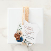 Étiquettes Cadeau Terracotta Marine Bleu Vert Mariage Merci (En situation)