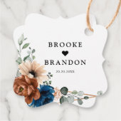 Étiquettes Cadeau Terracotta Marine Bleu Vert Mariage Merci (Dos)