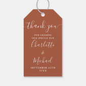 Étiquettes-cadeau Terracotta Script Merci Mariage Faveur (Dos)