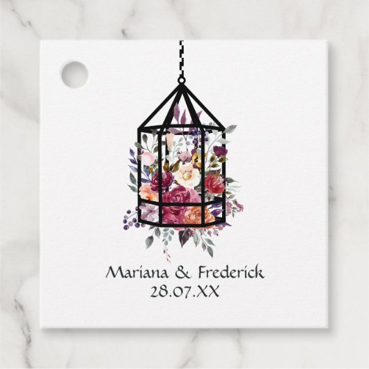 Étiquettes Cadeau Terrarium de mariage jardin floral pastel rustique (Devant)