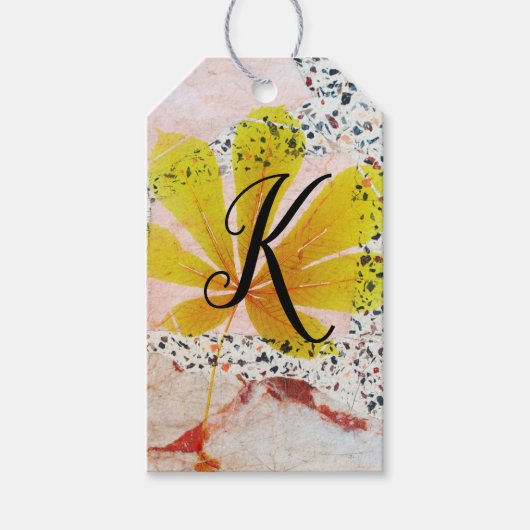 Étiquettes-cadeau Terrazzo et monogramme botanique (Devant)