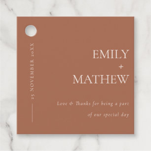 ÉTIQUETTES CADEAU TERRE CUITE ROUILLE ORANGE TYPO MARIAGE