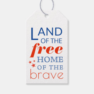 Étiquettes-cadeau Terre de la maison libre du courageux 4 juillet