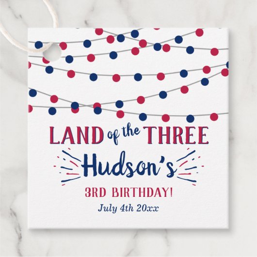 Étiquettes Cadeau Terre Des Trois ! 4 juillet 3ème anniversaire (Devant)